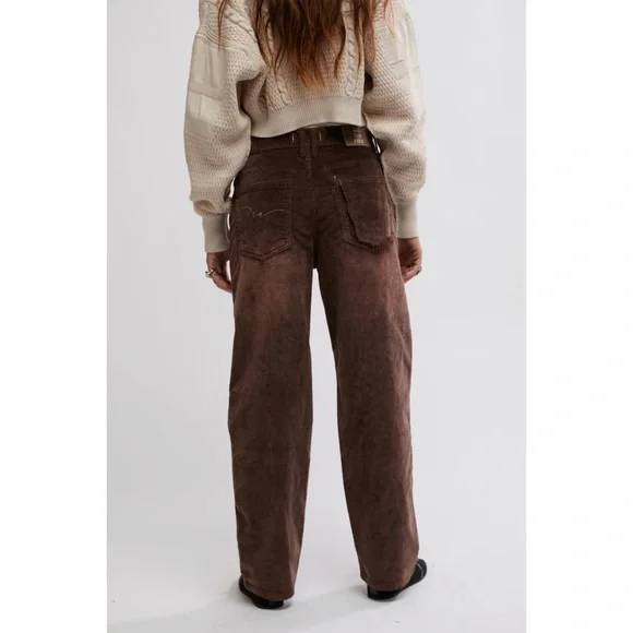 NWT Free People We the Free Risk Taker High Rise Straight Corduroy Brown Pants - Picture 3 of 9